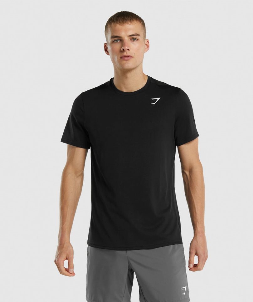 Koszulki Gymshark Arrival Regular Fit Męskie Czarne | PL 074GZE